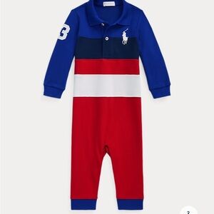 Ralph Lauren Blue Baby Polo Romper 9M
